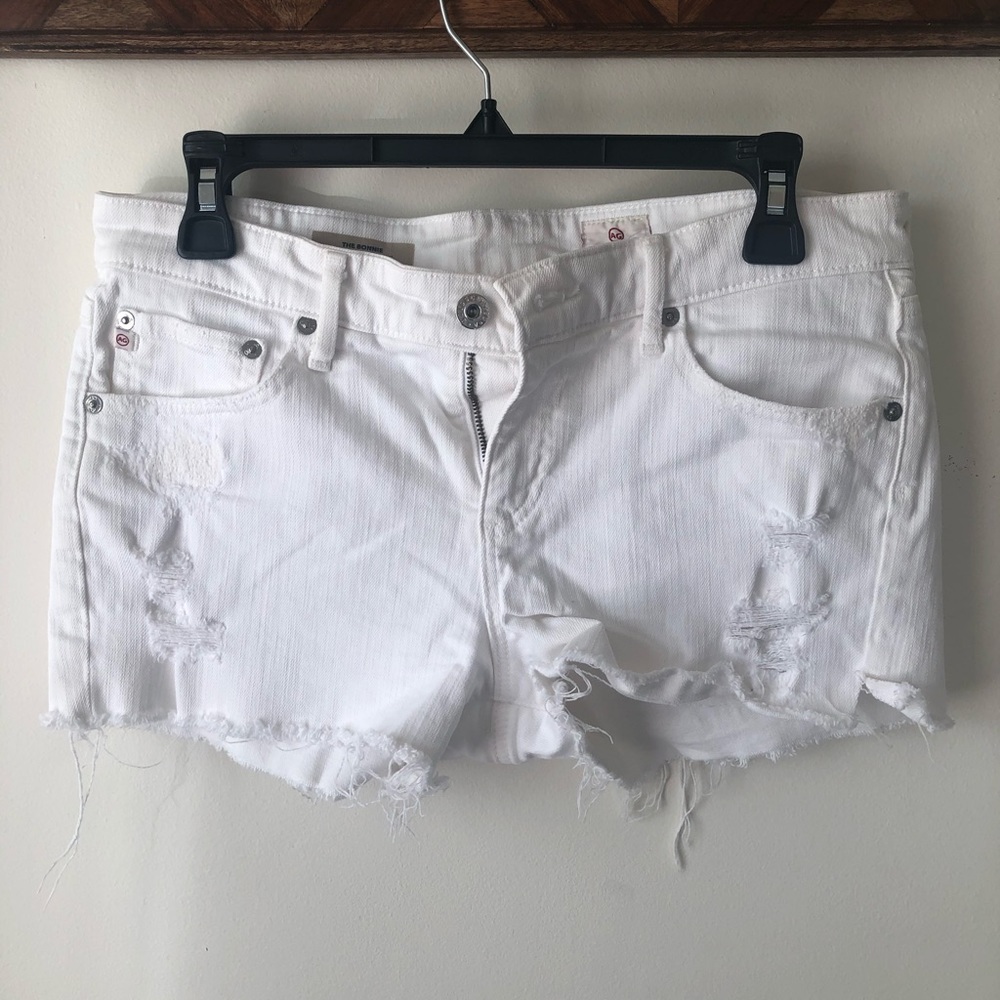 AG Bonnie White Distressed Jean Short, 28